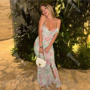 NWT ZARA FLORAL PRINT SLIP DRESS GREEN AND PINK